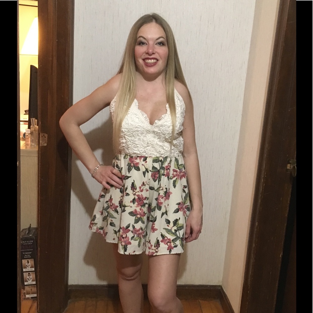 NWT white floral romper